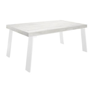 Mesa de comedor SPRING – L168 x H88 x l78 cm – Roble pino y metal blanco