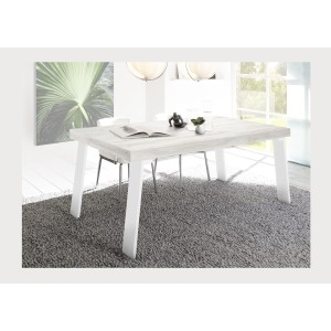 Mesa de comedor SPRING – L168 x H88 x l78 cm – Roble pino y metal blanco