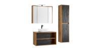 Set da bagno GABI – Mobile sottolavabo 100 cm + lavabo + armadietto specchio LED + colonna