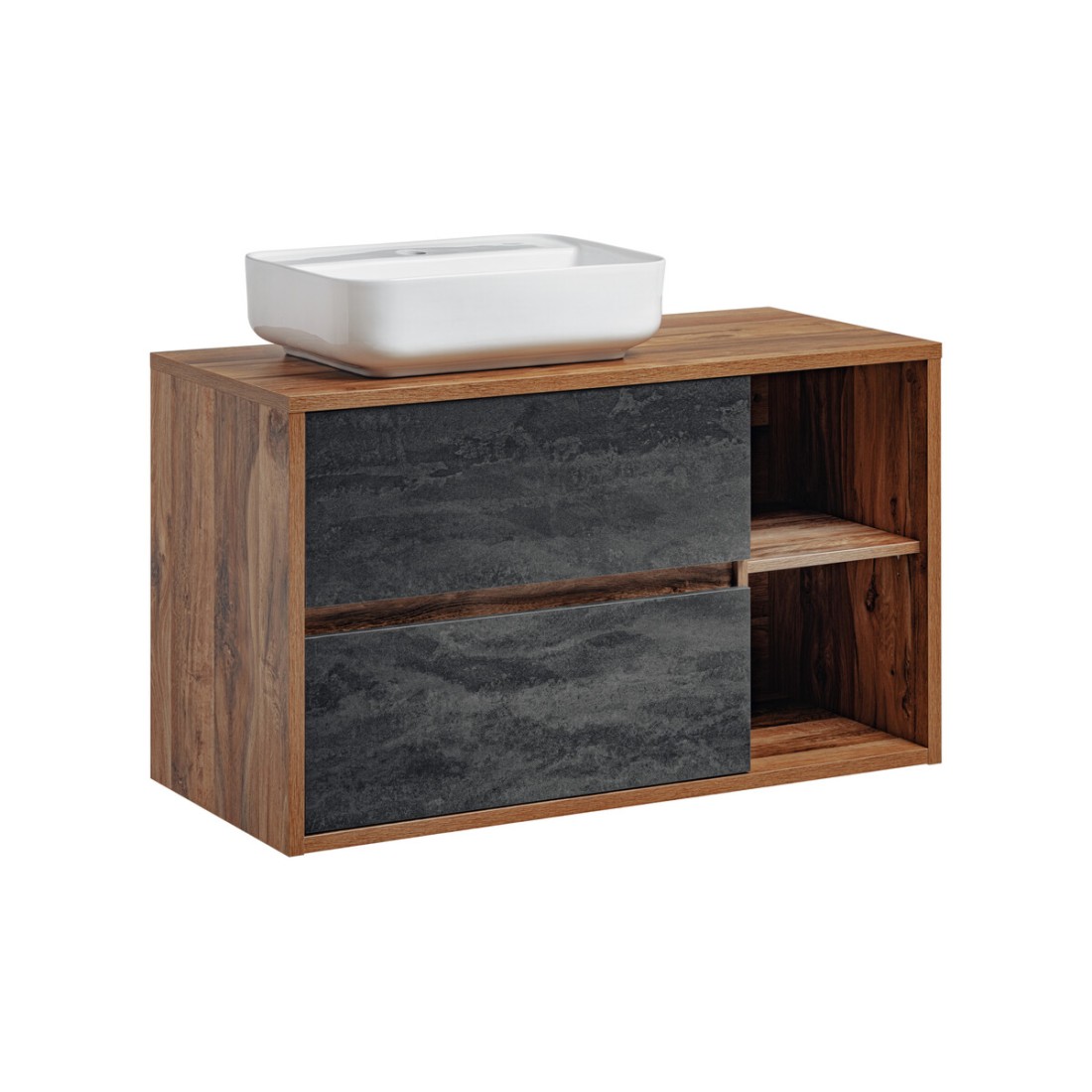 Insieme mobile sottolavabo GABI 100 cm con lavabo rettangolare bianco