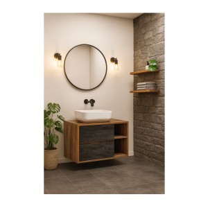 Insieme mobile sottolavabo GABI 100 cm con lavabo rettangolare bianco