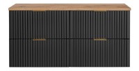 Ensemble meuble sous vasque NOXERA 120 cm – Noir mat et chêne – 2 meubles + plan vasque