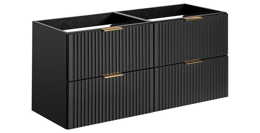 Grand meuble sous vasque NOXERA 120 cm – Noir mat – 4 tiroirs spacieux