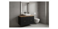 Grand meuble sous vasque NOXERA 120 cm – Noir mat – 4 tiroirs spacieux