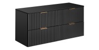 Grand meuble sous vasque NOXERA 120 cm – Noir mat – 4 tiroirs + plan vasque