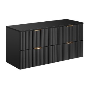 Grand meuble sous vasque NOXERA 120 cm – Noir mat – 4 tiroirs + plan vasque