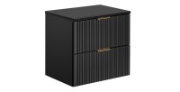 Meuble sous vasque NOXERA 60 cm – Noir mat – 2 tiroirs + plan vasque