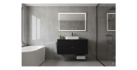 Meuble sous vasque NOXERA 60 cm – Noir mat – 2 tiroirs + plan vasque