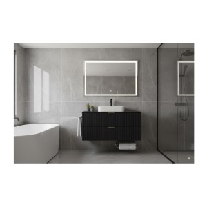 Meuble sous vasque NOXERA 60 cm – Noir mat – 2 tiroirs + plan pour vasque