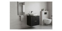 Meuble sous vasque NOXERA 60 cm – Noir mat – 2 tiroirs + plan vasque + vasque