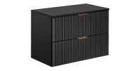 Meuble sous vasque NOXERA 80 cm – Noir mat – 2 tiroirs + plan vasque