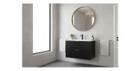 Meuble sous vasque NOXERA 80 cm – Noir mat – 2 tiroirs + plan vasque
