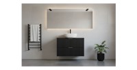 Meuble sous vasque NOXERA 80 cm – Noir mat – 2 tiroirs + plan vasque + vasque