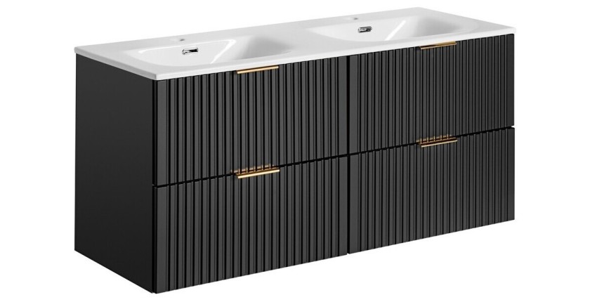 Meuble sous vasque NOXERA 120 cm – Noir mat – Double vasque encastrée + siphons
