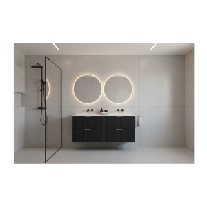 Meuble sous vasque NOXERA 120 cm – Noir mat – Double vasque encastrée + siphons