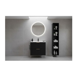 Meuble sous vasque NOXERA 60 cm – Noir mat – Vasque encastrée + siphon