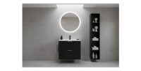 Meuble sous vasque NOXERA 80 cm – Noir mat – Vasque encastrée + siphon