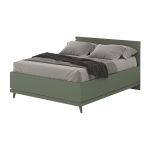 Lit NOKI – 160x200 cm vert et bois – Style scandinave