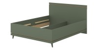 Lit NOKI – 160x200 cm vert et bois – Style scandinave
