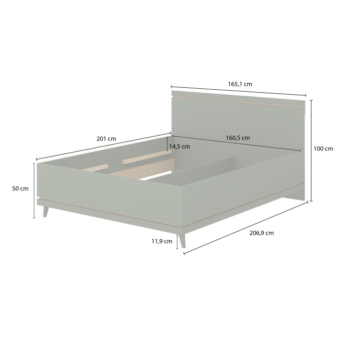 Bed NOKI - 160x200 cm groen en hout - Scandinavische stijl