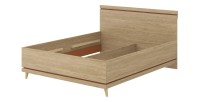 Lit NOKI – 160x200 cm chêne clair et moka – Style scandinave sans sommier