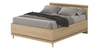 Lit NOKI – 160x200 cm chêne clair et moka – Style scandinave sans sommier