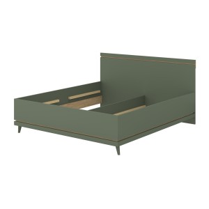Lit NOKI – 180x200 cm vert et bois – Style scandinave