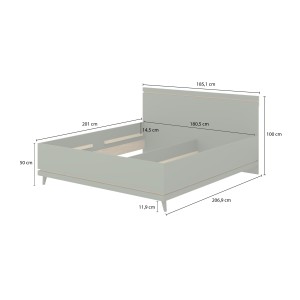 Lit NOKI – 180x200 cm vert et bois – Style scandinave