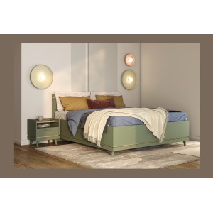 Lit NOKI – 180x200 cm vert et bois – Style scandinave