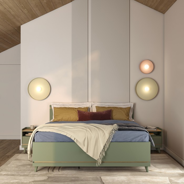 Bed NOKI - 180x200 cm groen en hout - Scandinavische stijl