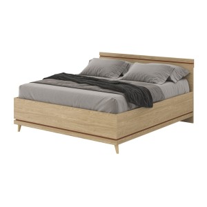 Lit NOKI – 180x200 cm chêne clair et moka – Style scandinave sans sommiera