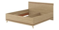 Lit NOKI – 180x200 cm chêne clair et moka – Style scandinave sans sommier
