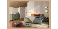 Lit coffre NOKI – 160x200 cm vert et bois – Style scandinave