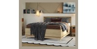 Lit coffre NOKI – 160x200 cm chêne clair et moka – Style scandinave avec sommier métal