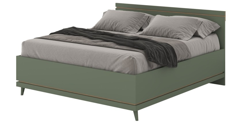 Lit coffre NOKI – 180x200 cm vert et bois – Style scandinave
