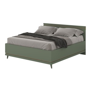 Lit coffre NOKI – 180x200 cm vert et bois – Style scandinave
