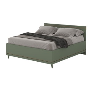 Lit coffre NOKI – 180x200 cm vert et bois – Style scandinave