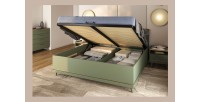 Lit coffre NOKI – 180x200 cm vert et bois – Style scandinave
