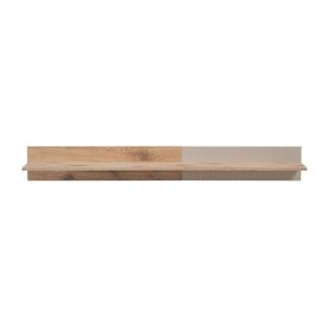 Composition murale ERINA – Vitrine, meuble TV, étagère murale et buffet haut – Chêne clair et beige
