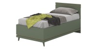 Lit coffre enfant NOKI – 100x200 cm vert et bois – Style scandinave