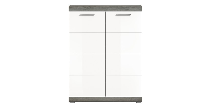 Buffet SCOTT – Blanc brillant – 2 portes, 7 niches – À poser