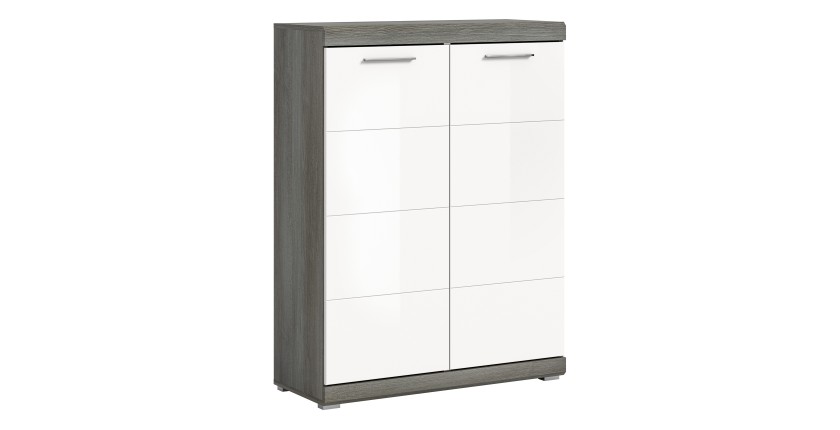 Buffet SCOTT – Blanc brillant – 2 portes, 7 niches – À poser