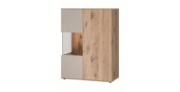 Buffet haut ERINA – 2 portes – Chêne clair et Beige – 90 cm