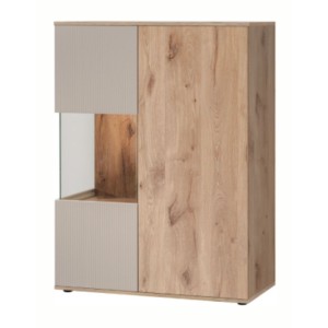 Buffet haut ERINA – 2 portes – Chêne clair et Beige – 90 cm