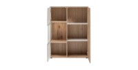 Buffet haut ERINA – 2 portes – Chêne clair et Beige – 90 cm