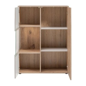 Buffet haut ERINA – 2 portes – Chêne clair et Beige – 90 cm