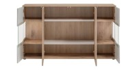 Buffet ERINA – 2 portes, 4 tiroirs – Chêne clair & beige