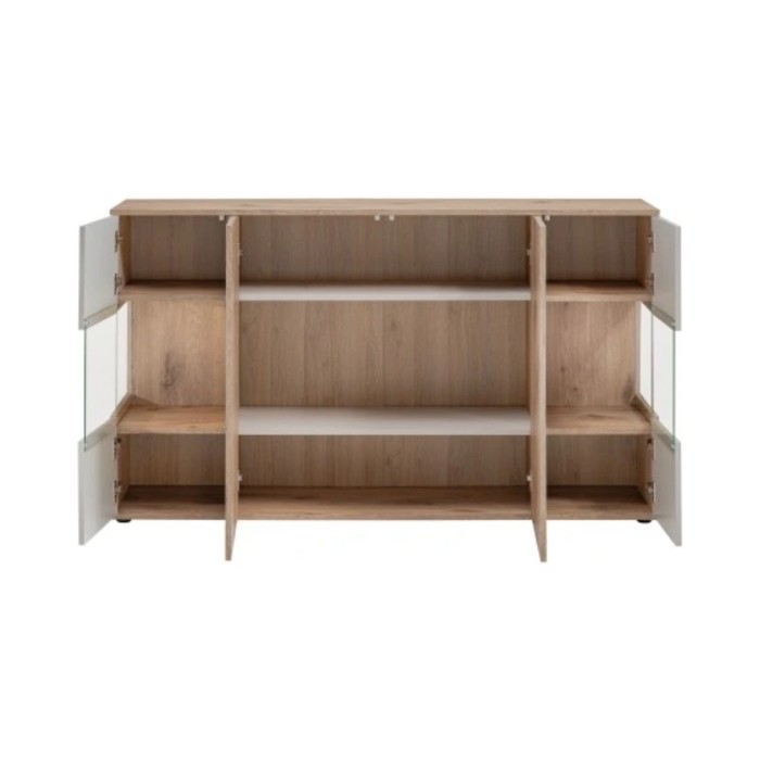 Buffet ERINA – 2 porte, 4 cassetti – Rovere chiaro & beige