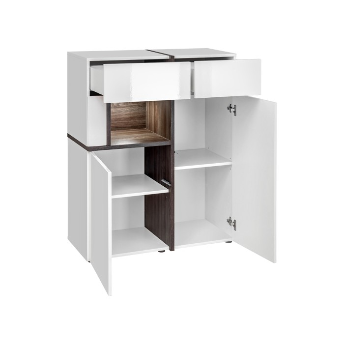 Buffet haut CRISS blanc brillant ouvert
