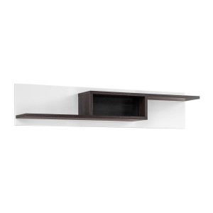 Composition murale CRISS avec cheminée bio-éthanol – Blanc brillant – Meuble TV, vitrine, vitrine basse et étagère